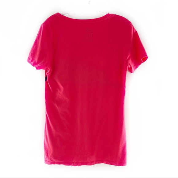 Nike Just Do It Bright Pink/Navy/White Slim Fit V-Neck T-Shirt Size Large - Picture 6 of 7